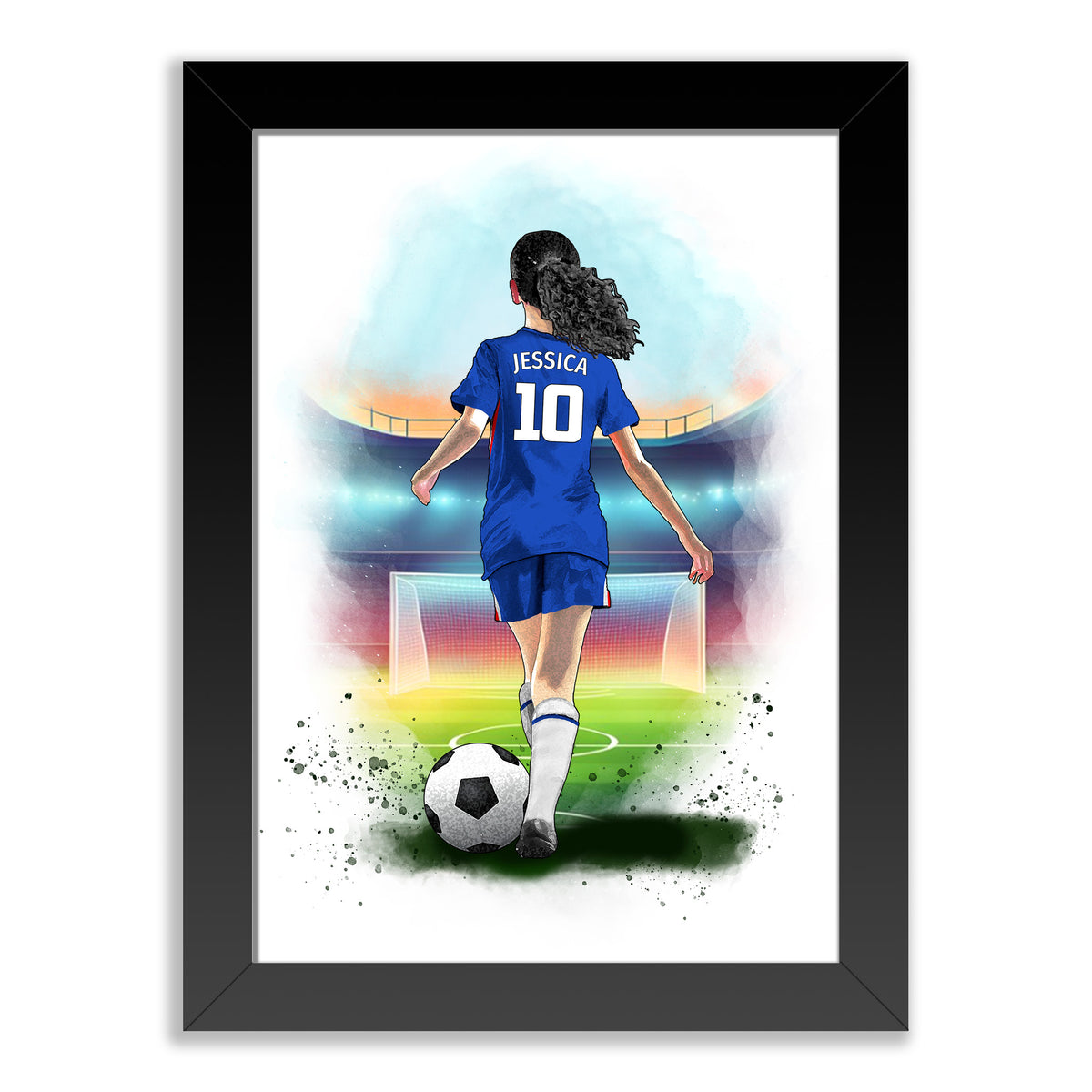 Personalised Chelsea Football Art Print for Girls - Custom Portrait Gift