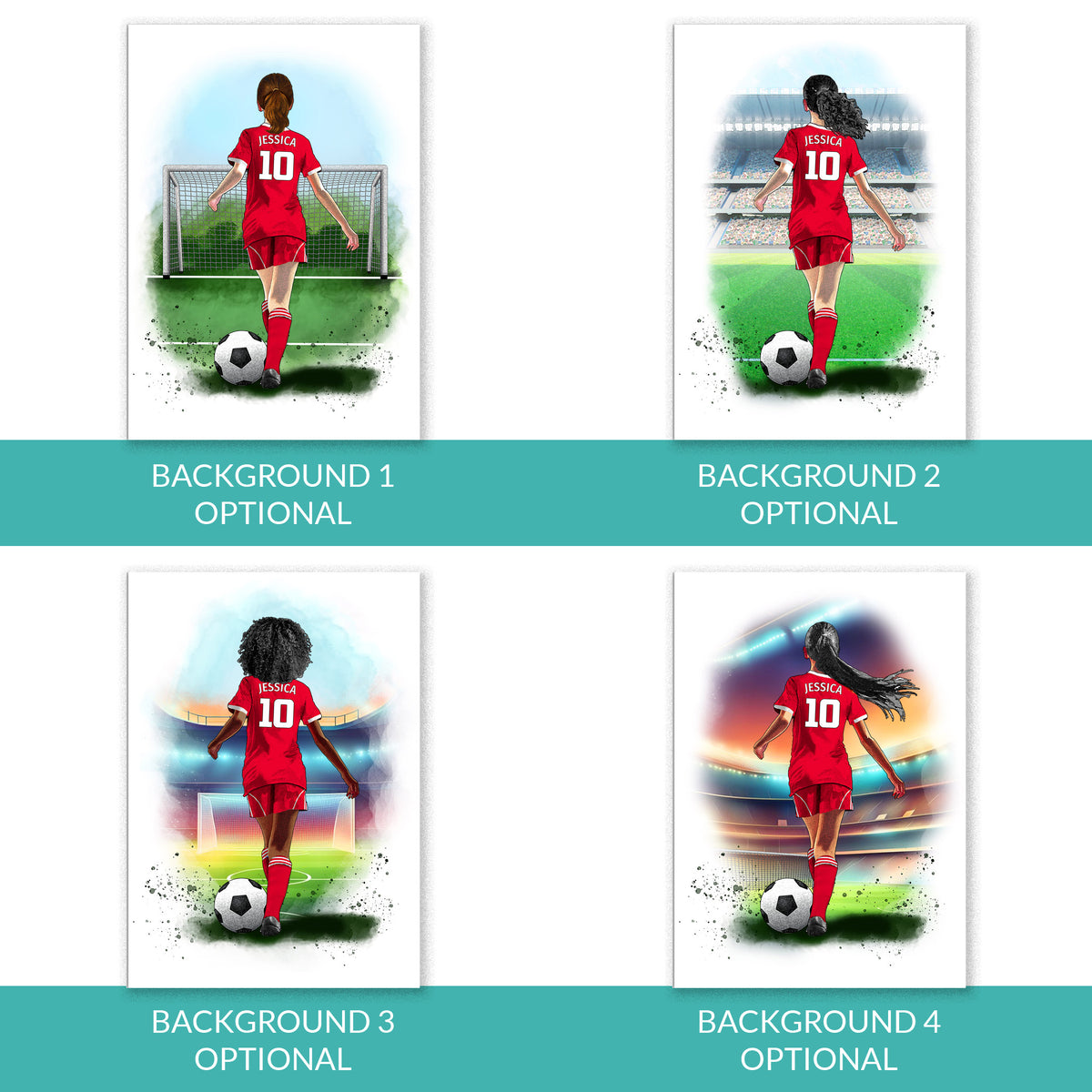 Personalised Liverpool Football Art Print for Girls - Custom Portrait Gift