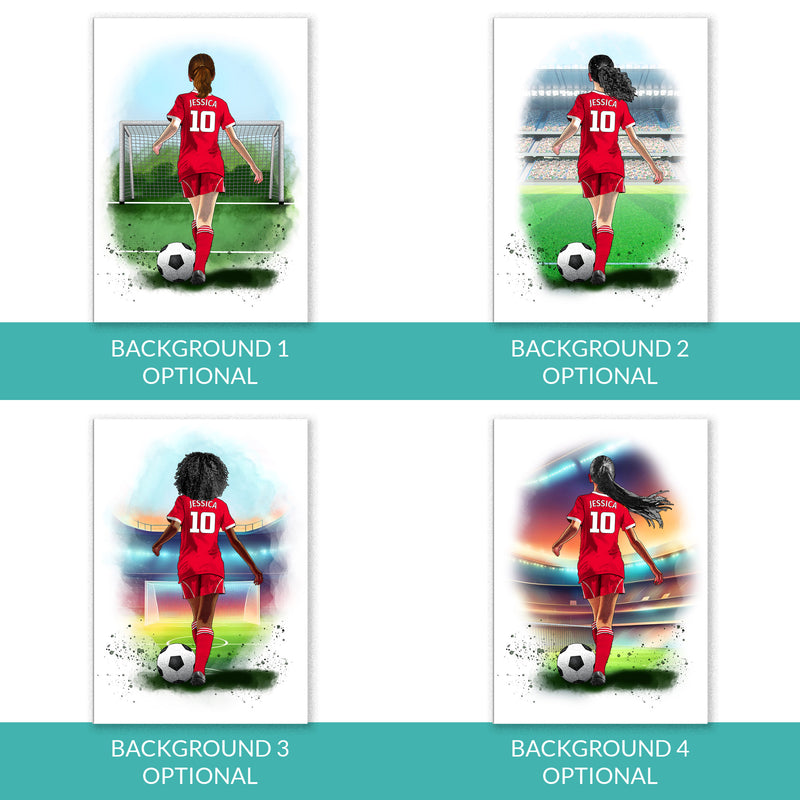 Personalised Liverpool Football Art Print for Girls - Custom Portrait Gift