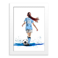 Personalised Man City Football Art Print for Girls - Custom Portrait Gift
