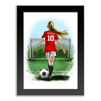 Personalised Man United Football Art Print for Girls - Custom Portrait Gift