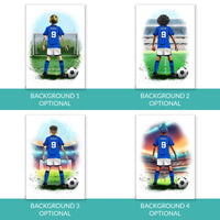 Personalised Ipswich Town Football Art Print for Boys - Custom Portrait Gift