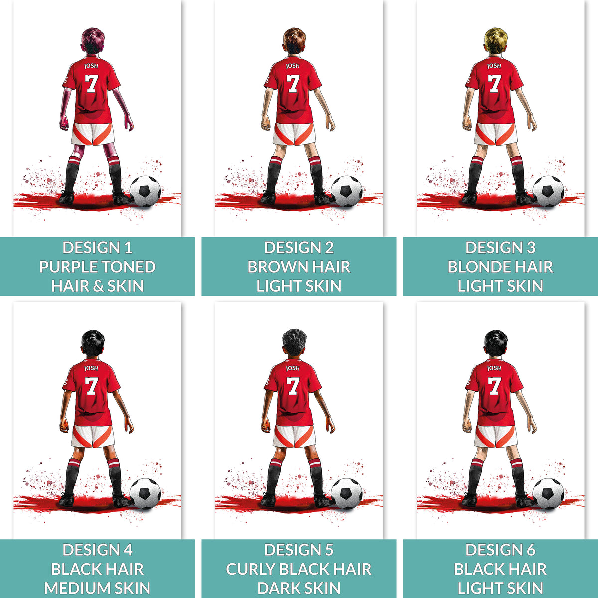 Personalised Manchester United Football Art Print for Boys