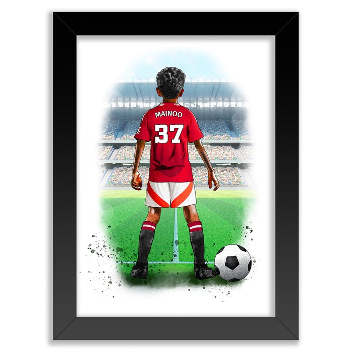 Art by Toor -Personalised Manchester United Gift | Man United Football Gifts for Boys | Man United Football Poster | Man Utd Football Wall Art | Christmas Gift