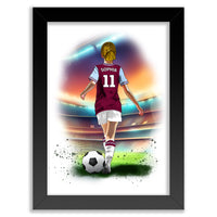 Personalised West Ham Football Wall Art Print for Girls
