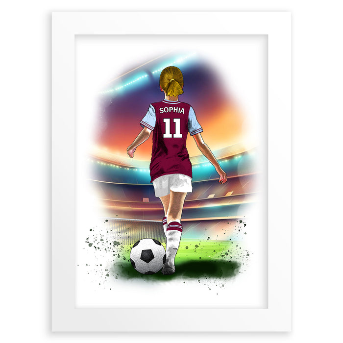 Personalised West Ham Football Wall Art Print for Girls