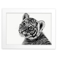 Baby Tiger Cub Wall Art Print | Black & White