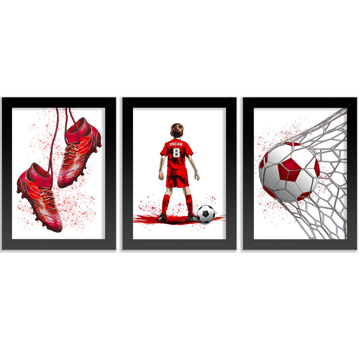 Set of 3 Boys Football Red