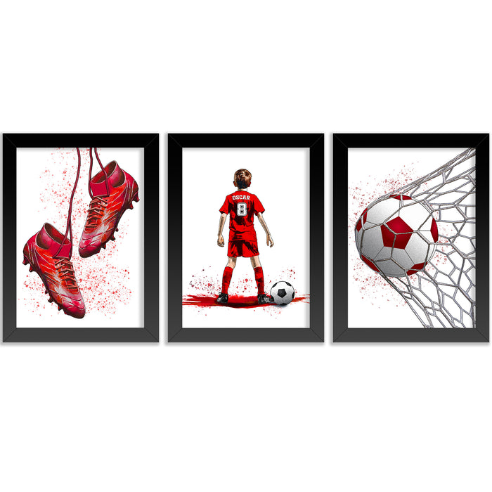 Set of 3 Boys Football Red