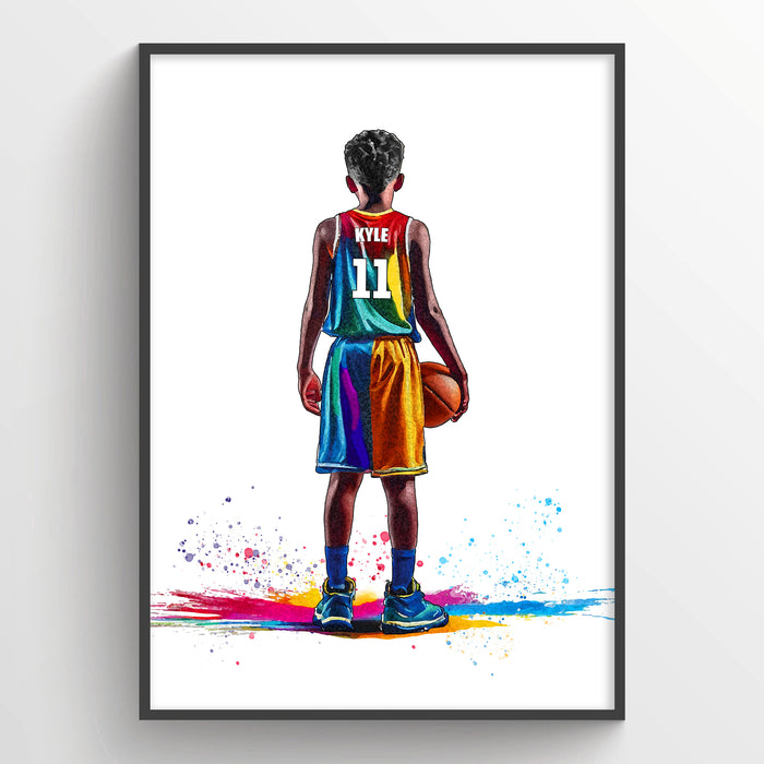 Personalised Basketball Player Gift | Basketball Gifts for Boys | Boy Basketball Poster | Basketball Poster | Basketball Gift | Art by Toor