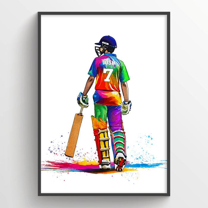 Personalised Cricket Player Gift | Cricket Gifts for Boys | Boy Cricket Poster | Cricket Wall Art | Art by Toor