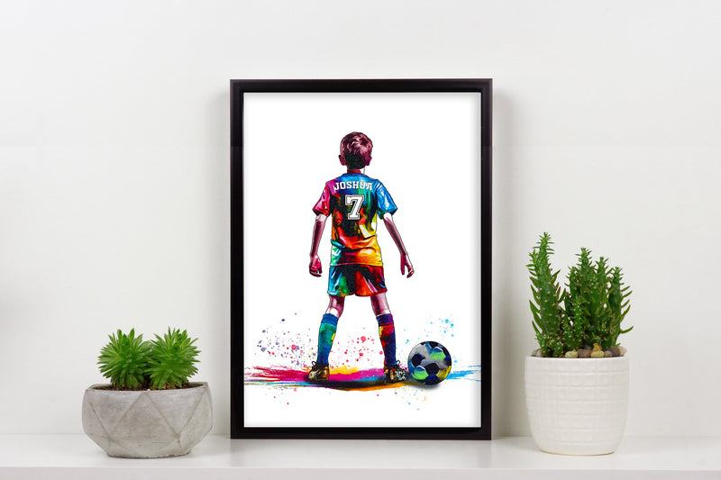 Personalised Football Player Gift | Football Gifts for Boys | Boy Football Poster | Football Fan Wall Art | Christmas Gift | Art by Toor
