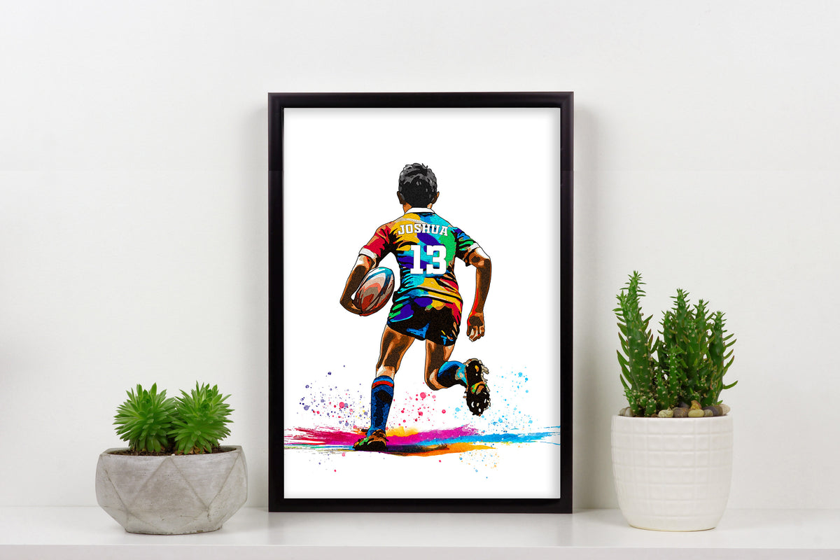 Personalised Rugby Player Gift | Rugby Gifts for Boys | Wall Art For Rugby Fans | Rugby Gift for Men | Christmas Gift | Art by Toor