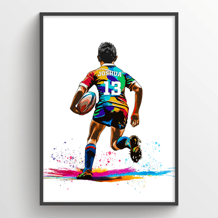 Personalised Rugby Player Gift | Rugby Gifts for Boys | Wall Art For Rugby Fans | Rugby Gift for Men | Christmas Gift | Art by Toor
