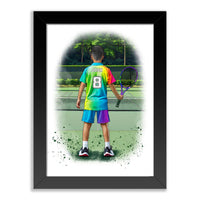 Personalised Tennis Art Print for Boys - Custom Portrait Gift