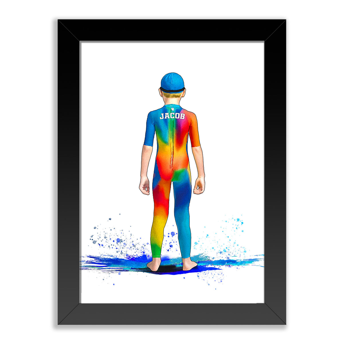 Personalised Boys Swimming Art Print
