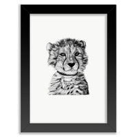 Baby Cheetah Cub on White Wall Art Print