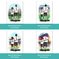 Personalised Father and Son Football Art Print