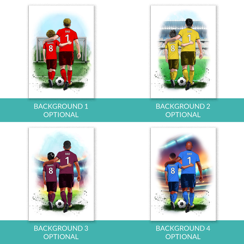 Personalised Father and Son Football Art Print
