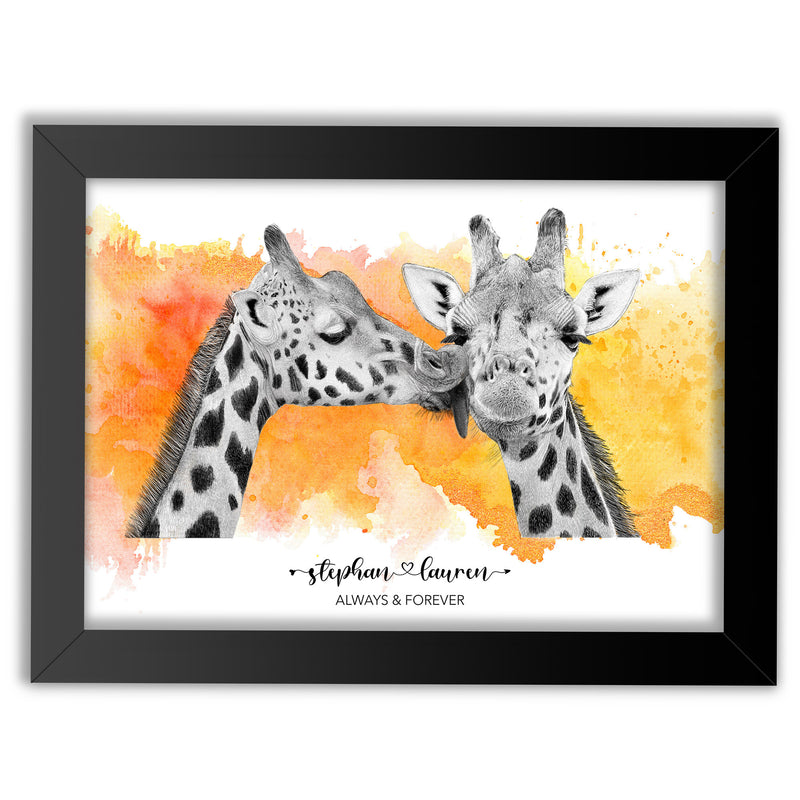 Giraffe Kiss Couple Wall Art