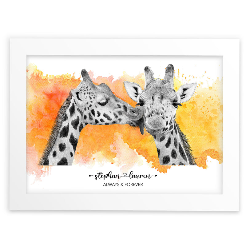 Giraffe Kiss Couple Wall Art