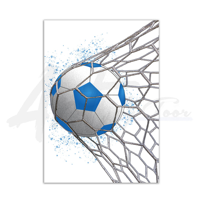 Football in Net Wall Art Print | Football Themed Room Decor | Football Bedroom Art