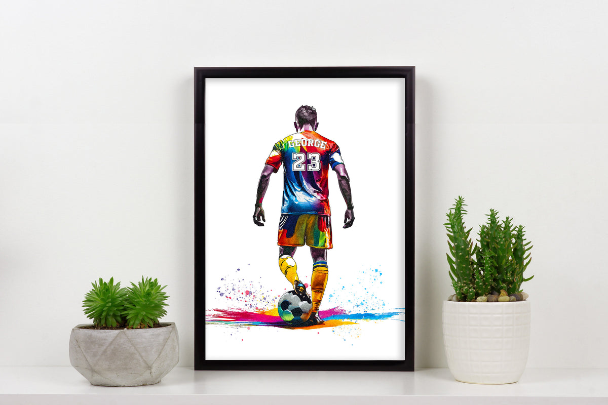 Football Gifts for Men | Personalised Football Player Gift | Male Football Art Print | Art for Football Fans | Soccer Gift | Art by Toor