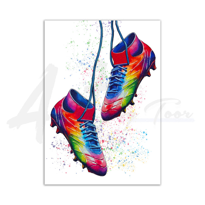 Football Boots Wall Art Print | Football Themed Room Decor | Football Bedroom Art