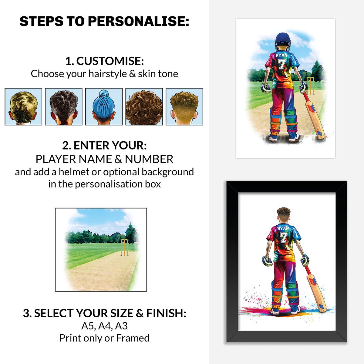 Personalised Cricket Player Gift | Cricket Gifts for Boys | Boy Cricket Poster | Cricket Wall Art