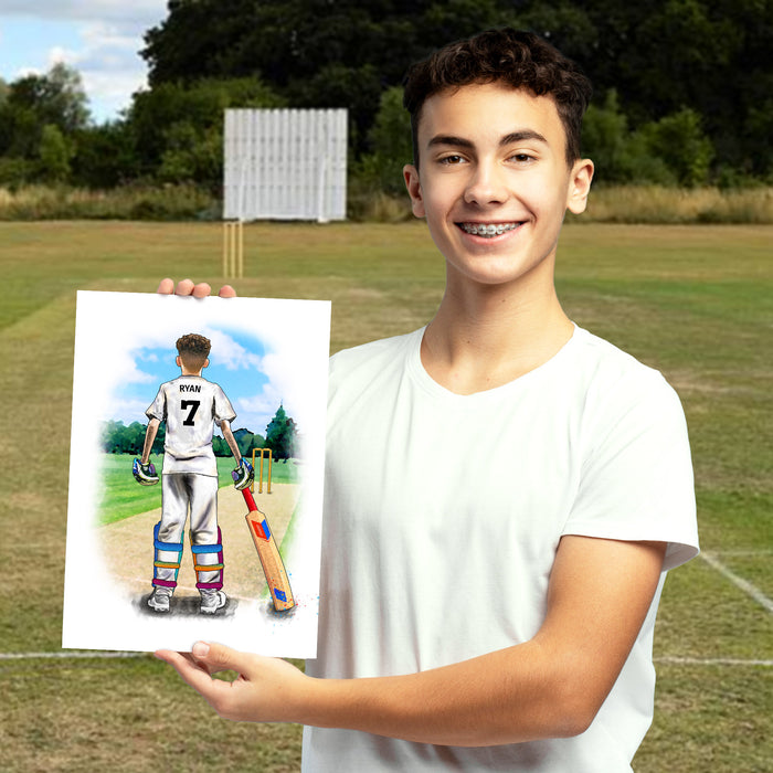 Personalised Cricket Player Gift | Cricket Gifts for Boys | Boy Cricket Poster | Cricket Wall Art