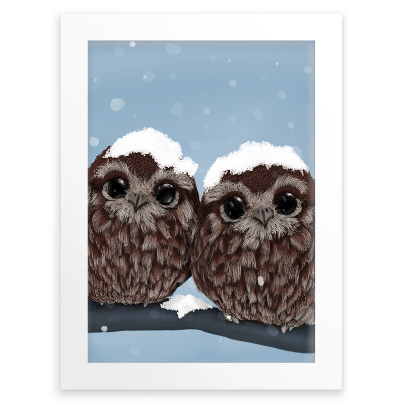 Owl Twin Wall Art Print | Snow