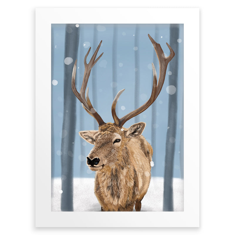 Stag Wall Art Print | Snow