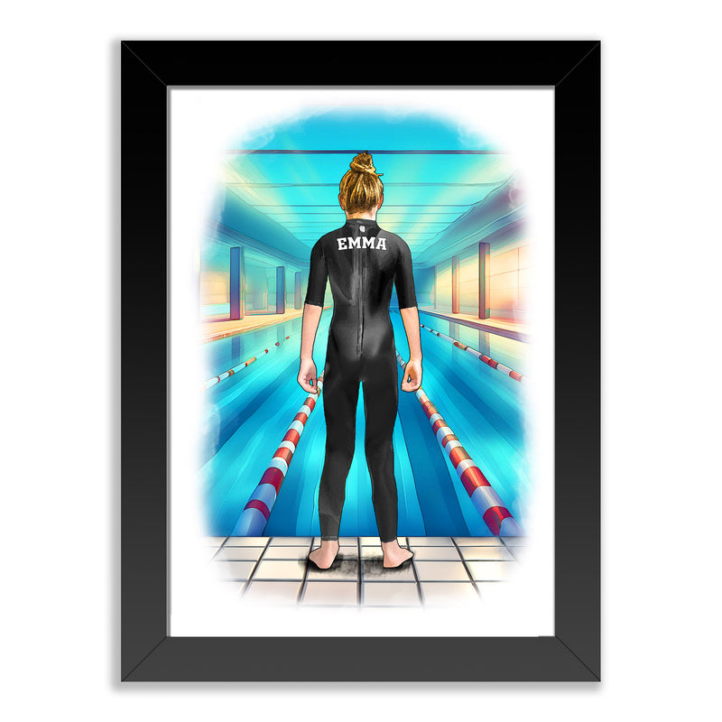 Personalised Girls Swimming Art Print