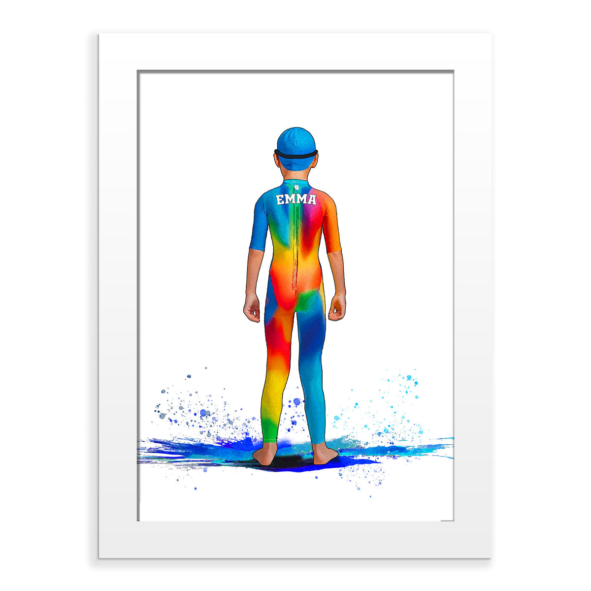 Personalised Girls Swimming Art Print