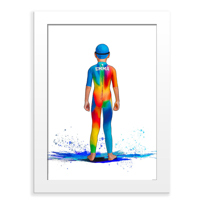 Personalised Girls Swimming Art Print