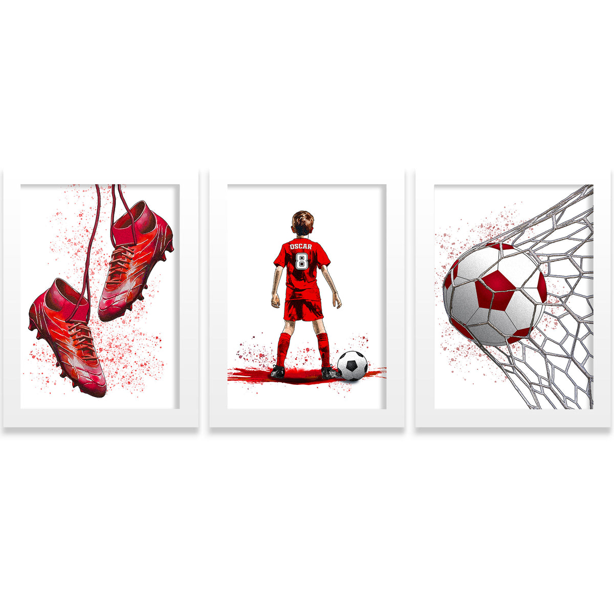 Set of 3 Boys Football Red