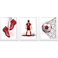 Set of 3 Boys Football Red