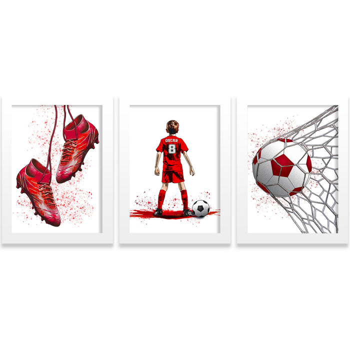 Set of 3 Boys Football Red