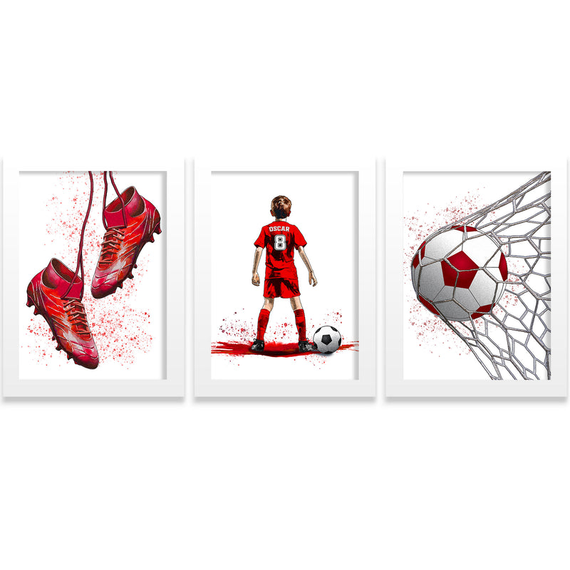 Set of 3 Boys Football Red