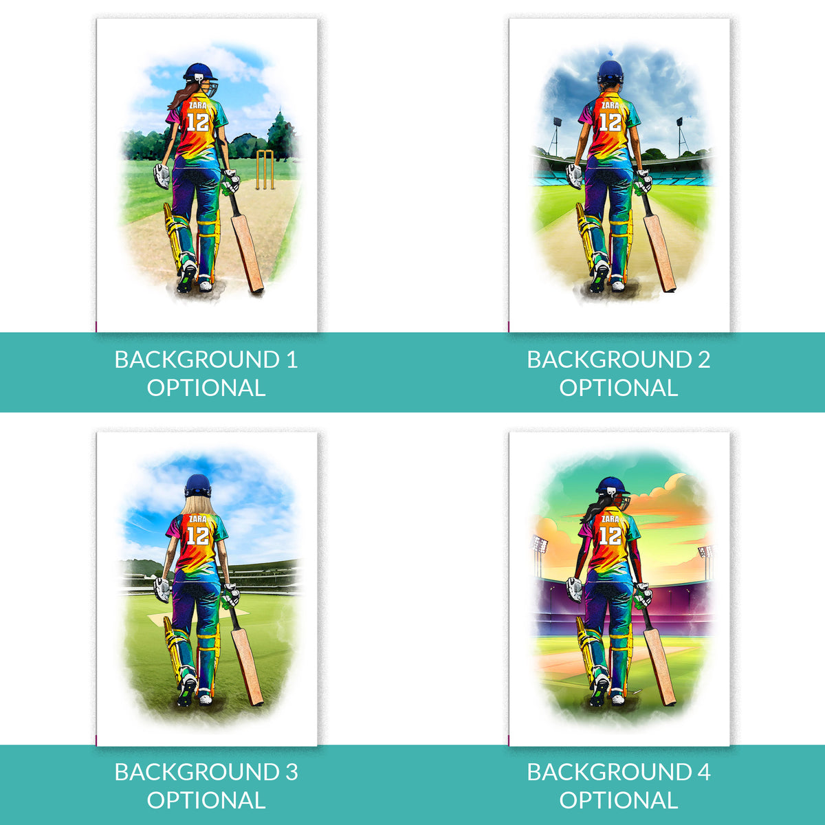 Personalised Girl Cricket Player