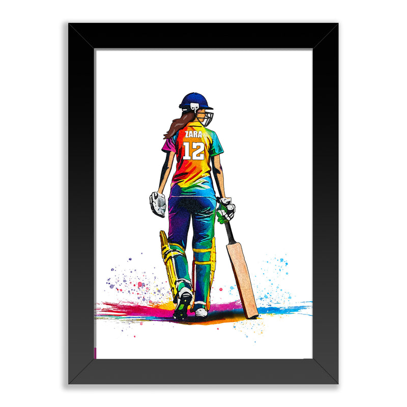 Girls Cricket Player | Womens Cricket Gifts | Cricket Girl | Personalised Cricket Player | Cricket Art Print | Cricket Gifts For Girls | Cricket Poster