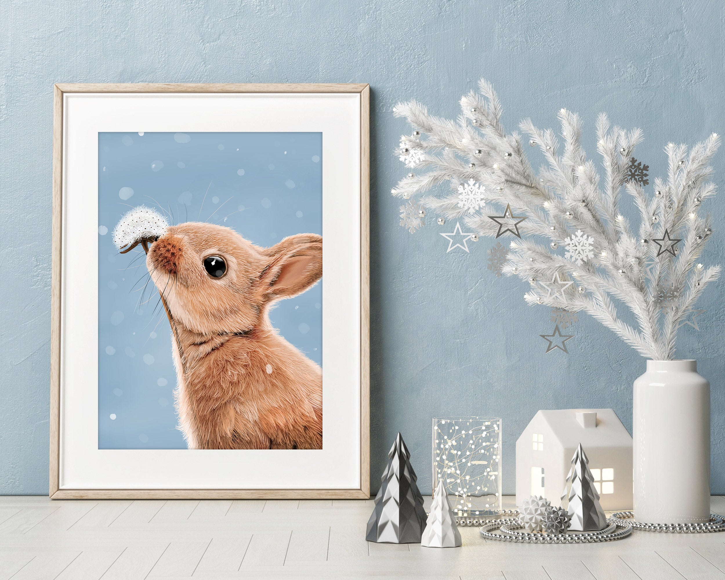 Framed Gallery Wrap top Canvas Print Wall Art Decor | Celtic Hare Rabbit Bunny Animal Spirit Guide