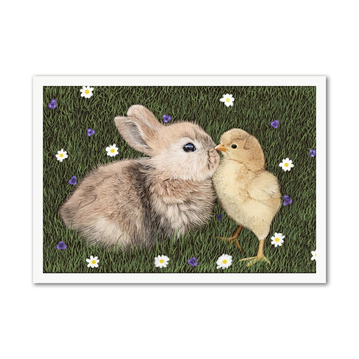 Spring Bunny Rabbit and Baby Chick Wall Art Print