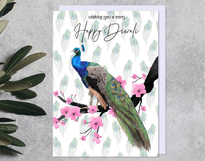 Peacock Diwali Card