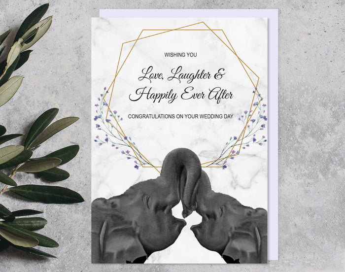 Elephant Wedding Card | Love, Laughter & Happily Ever After