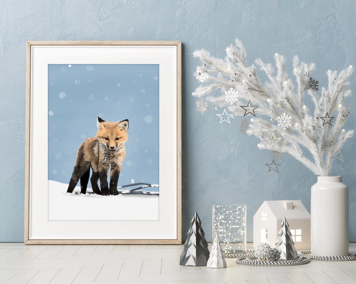 Fox Wall Art Print | Winter Wall Decor | Christmas Decor