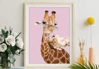 Giraffe and Baby Wall Art | Mothers Day Print | Giraffe Mothers Day Gift | Birthday Gift for Mum | Gift From Daughter | From Son | From Baby