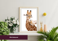 Giraffe and Baby Wall Art | Mothers Day Print | Giraffe Mothers Day Gift | Birthday Gift for Mum | Gift From Daughter | From Son | From Baby