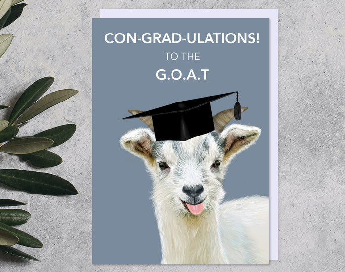 Goat Graduation Card | Congradulations | Unique Personalisable A5 Card | Card for Him or Her | Son | Daughter | Brother | Sister