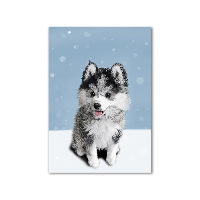 Husky Puppy Wall Art Print | Winter Wall Decor | Christmas Decor